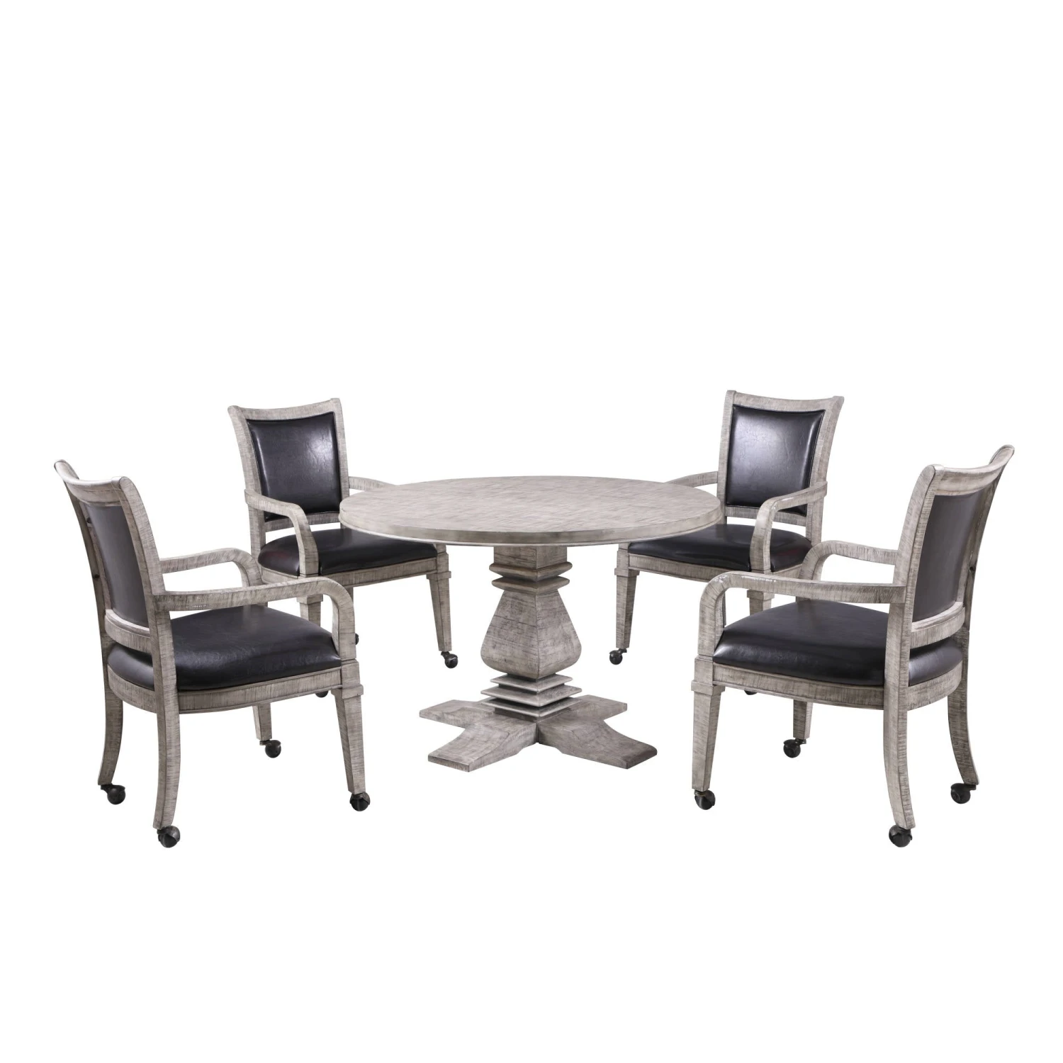 Montecito 48-in Poker Table And Dining Top With 4 Arm Chairs - Rustic Gray 3 Montecito 48-in Poker Table And Dining Top With 4 Arm Chairs - Rustic Gray