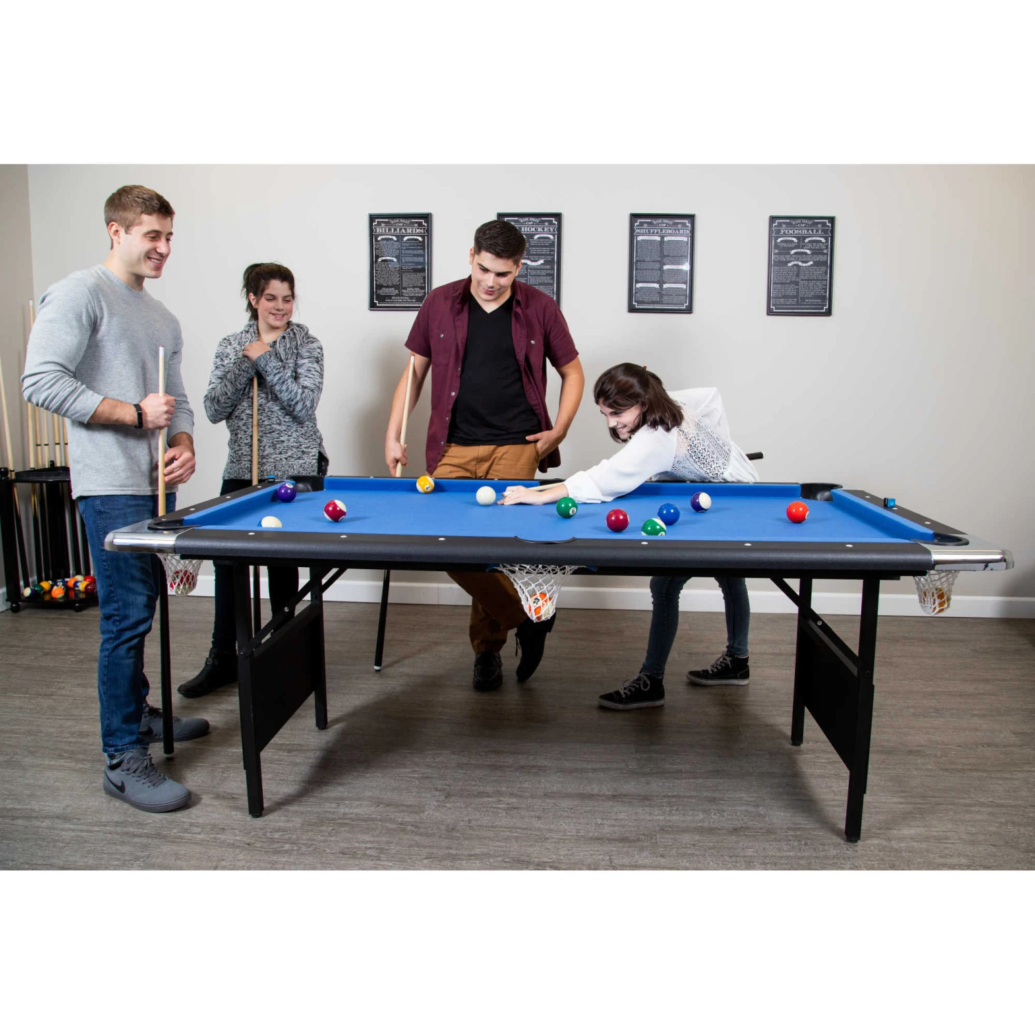 Fairmont 6-ft Portable Pool Table - Black With Blue Felt 6 Fairmont 6-ft Portable Pool Table - Black With Blue Felt - Image 4