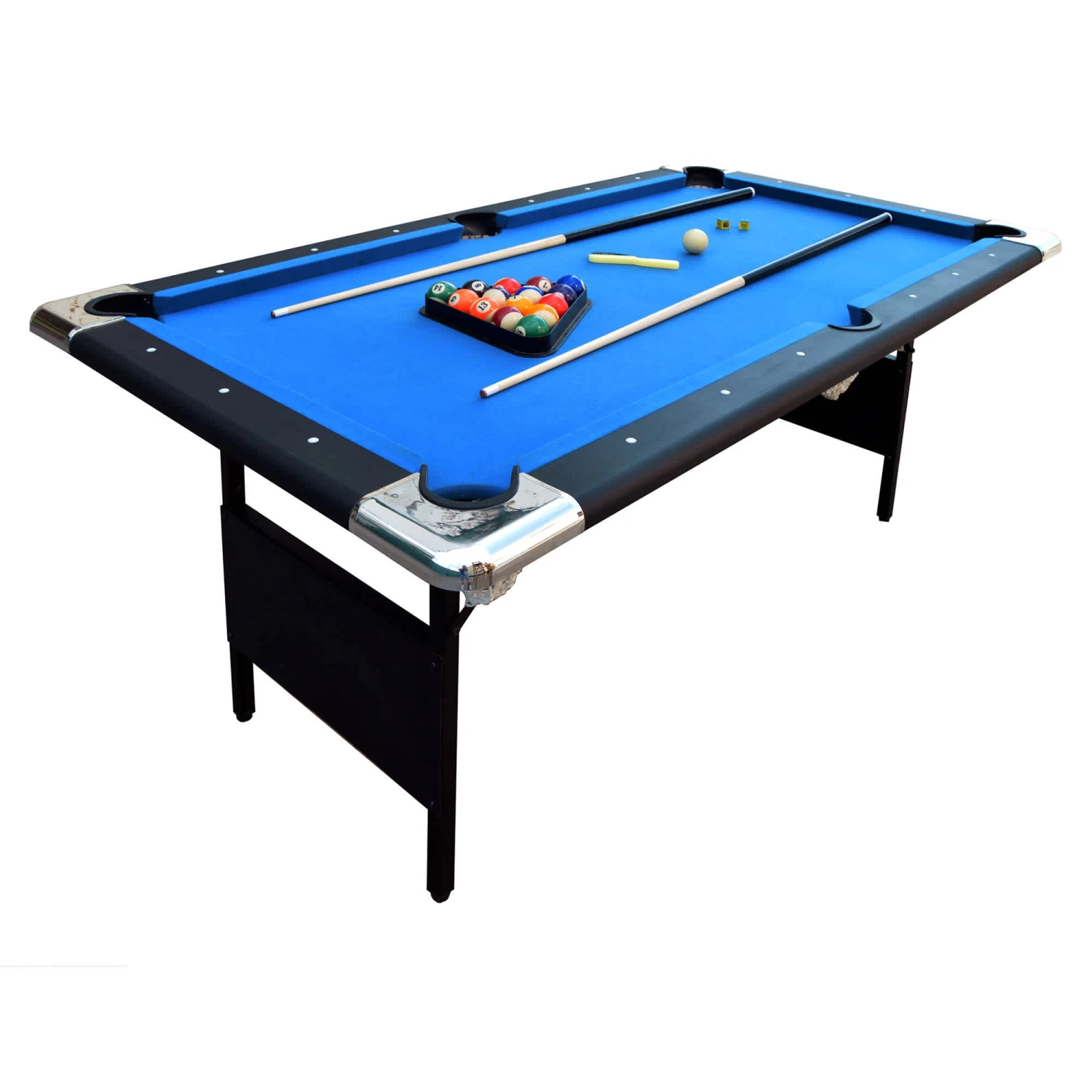Fairmont 6-ft Portable Pool Table - Black With Blue Felt 3 Fairmont 6-ft Portable Pool Table - Black With Blue Felt