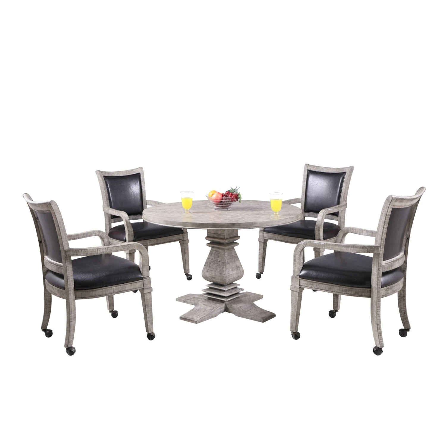 Montecito 48-in Poker Table And Dining Top With 4 Arm Chairs - Rustic Gray 4 Montecito 48-in Poker Table And Dining Top With 4 Arm Chairs - Rustic Gray - Image 2