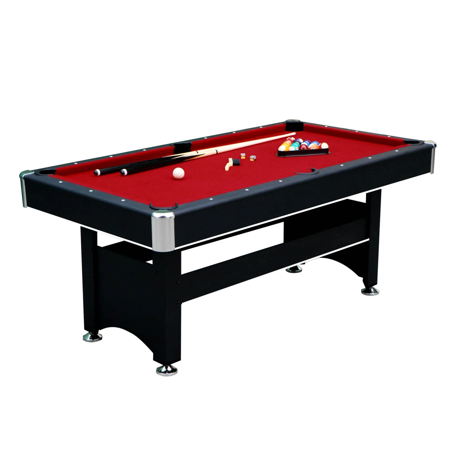 Spartan 6-ft Pool Table With Table Tennis Top - Black With Red Felt 4 Spartan 6-ft Pool Table With Table Tennis Top - Black With Red Felt - Image 2