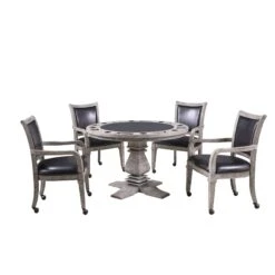 Montecito 48-in Poker Table And Dining Top With 4 Arm Chairs - Rustic Gray 9 Montecito 48-in Poker Table And Dining Top With 4 Arm Chairs - Rustic Gray -POOLSPLASH Sales lnzlvm2e3yxw2w9ssksm