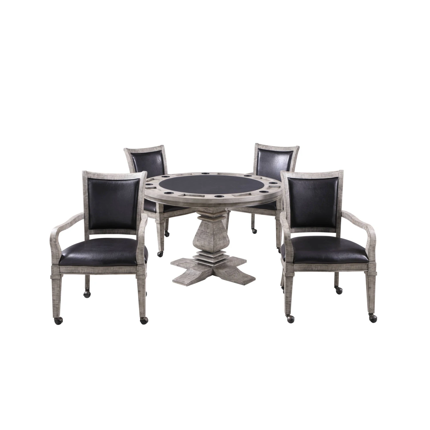 Montecito 48-in Poker Table And Dining Top With 4 Arm Chairs - Rustic Gray 7 Montecito 48-in Poker Table And Dining Top With 4 Arm Chairs - Rustic Gray - Image 5