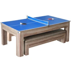 Newport 7-ft Pool Table Combo Set With Benches - Light Oak With Red Felt -POOLSPLASH Sales u4yjwimct5vxqxefba5c