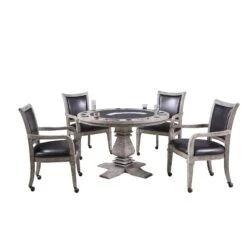 Montecito 48-in Poker Table And Dining Top With 4 Arm Chairs - Rustic Gray 10 Montecito 48-in Poker Table And Dining Top With 4 Arm Chairs - Rustic Gray -POOLSPLASH Sales whekksdjts7jicatyfe8